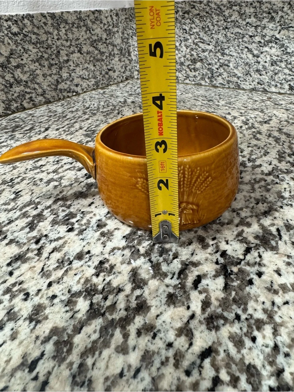 Franciscan Harvest Wheat Ceramic Handled Small Crock - Amber Brown